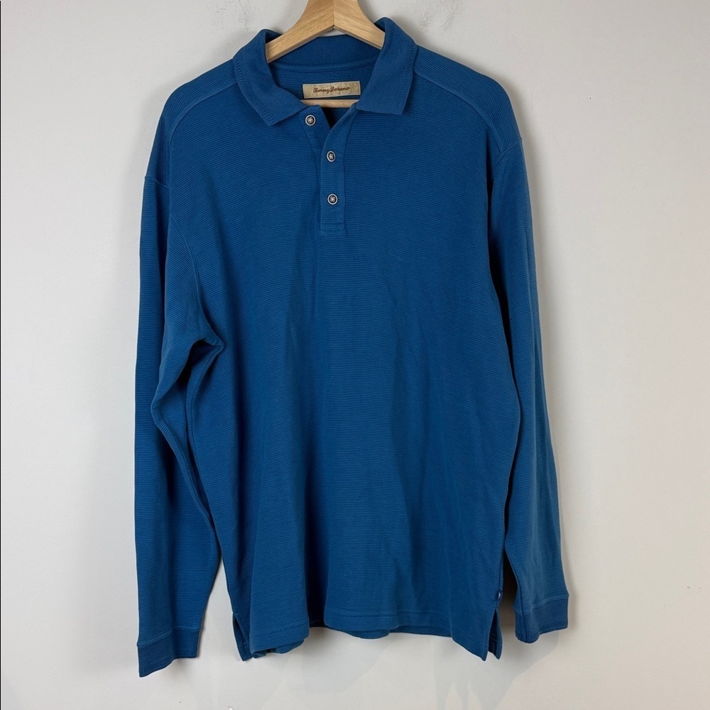 Tommy Bahama Deep Blue Long Sleeve Silk blend Polo Size Large